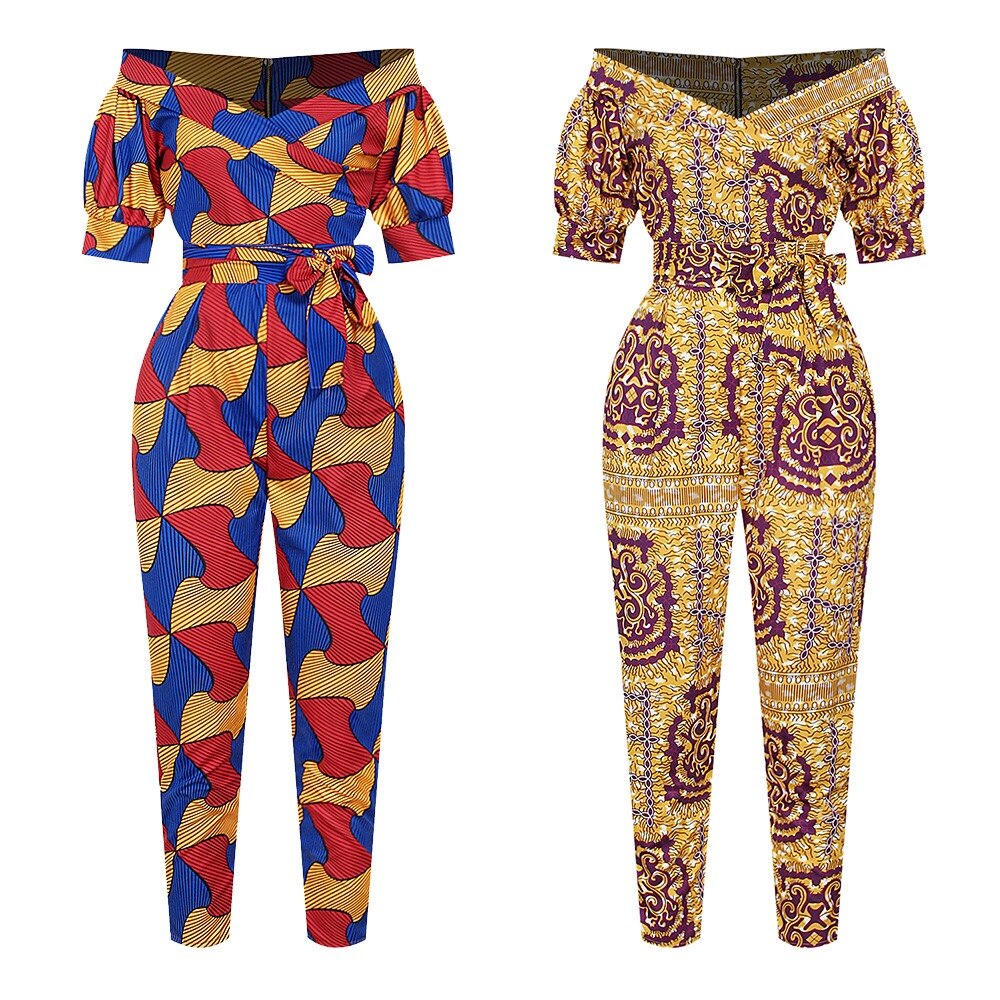 Digital printed zipper jumpsuit