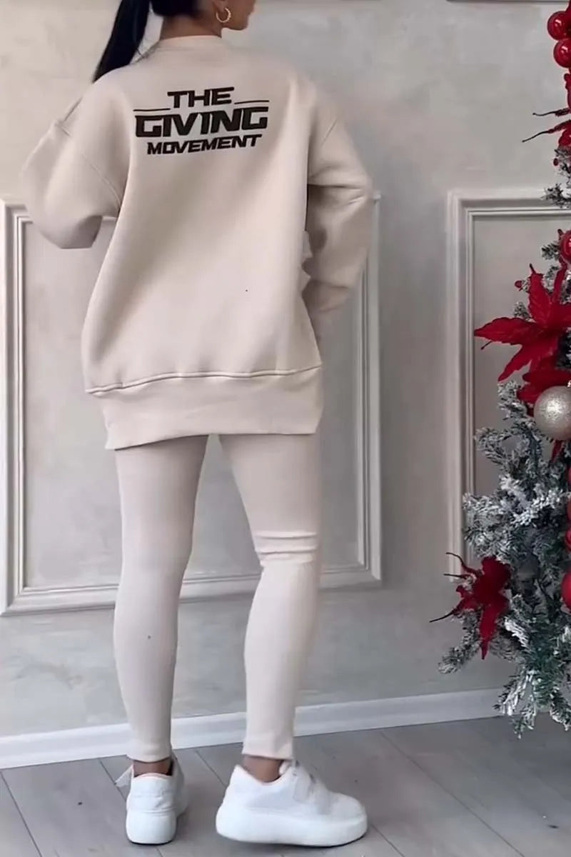 Women's Long-sleeved Printed Sweater Leggings Suit