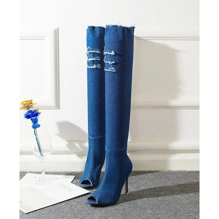 Over The Knee Denim Boots