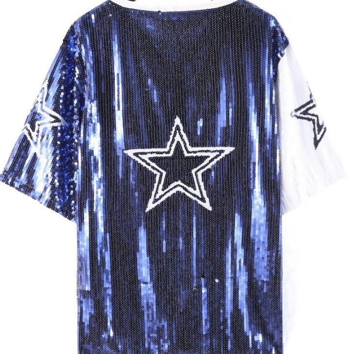 Five-pointed Star Sequin T-shirt Sequined Shirt